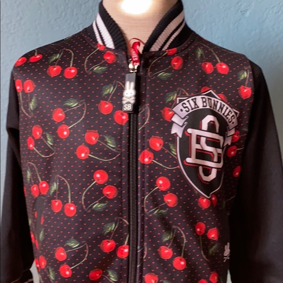 Kids bomber jacket Cherries black size 2 year. - Picture 2 of 4